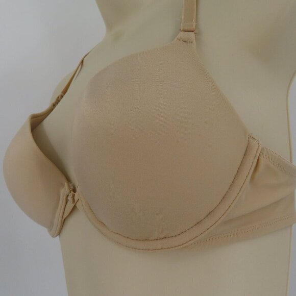 Lily of France 34B Solid Beige Your Perfect T Shirt Bra Rhinestone Wire Lined - Picture 4 of 13